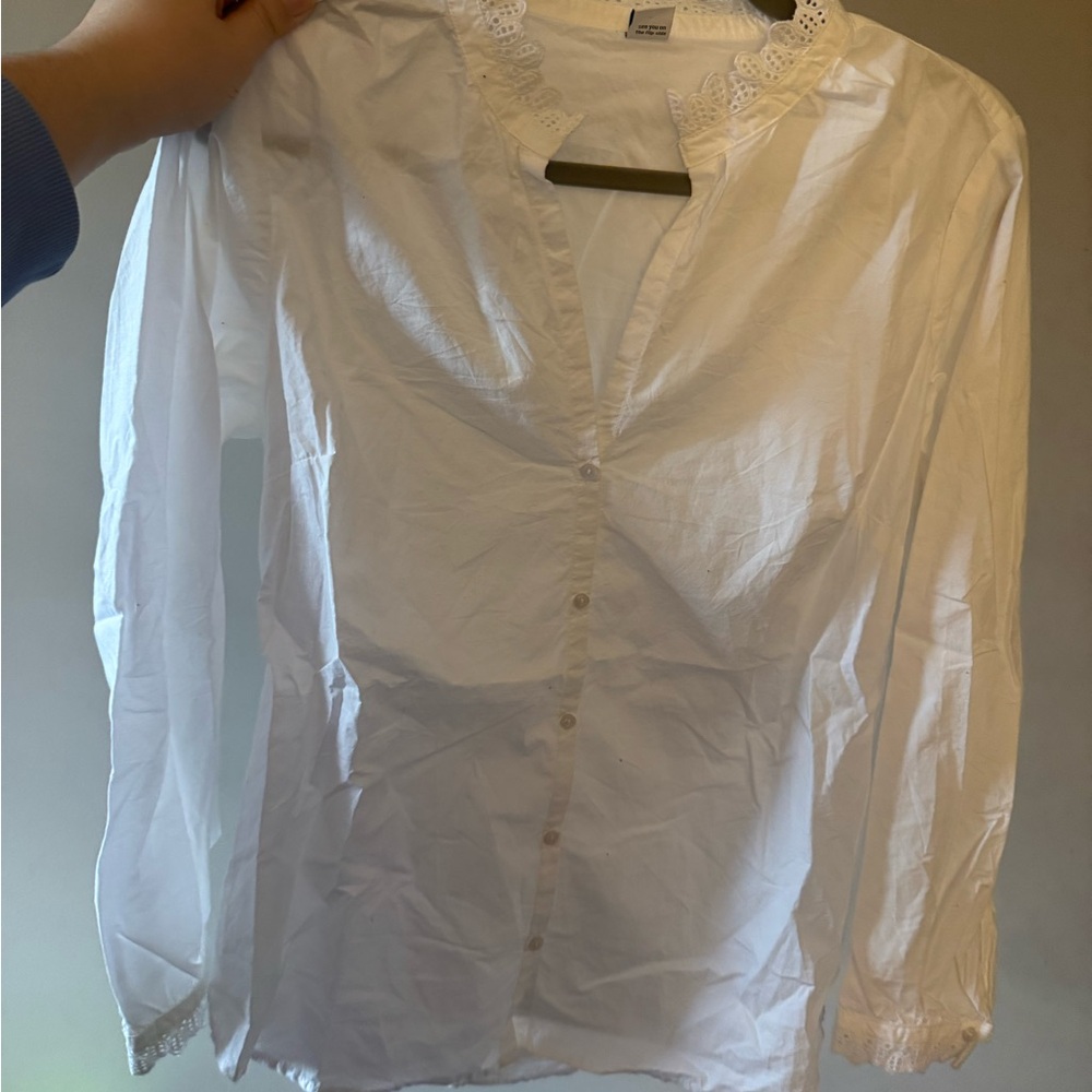 Old Navy White Lace Detail Blouse